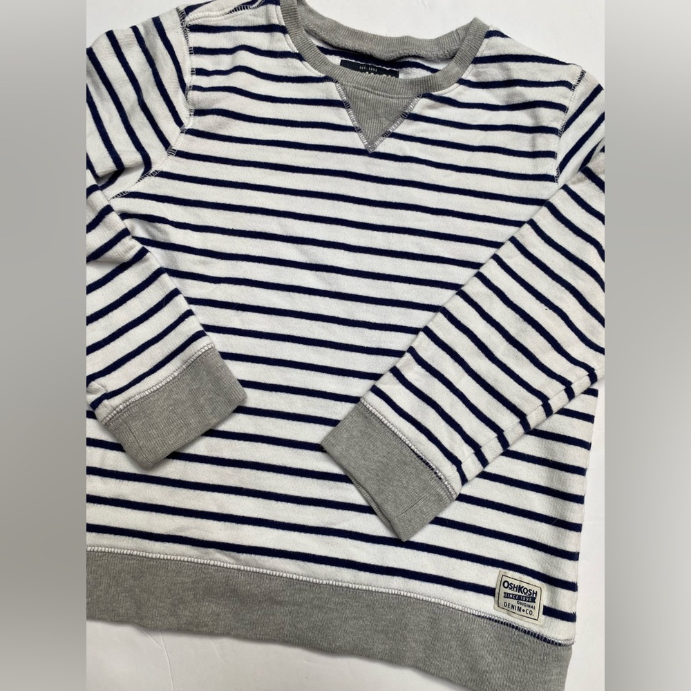 OshKosh B'gosh White and Navy Striped Long Sleeve Top